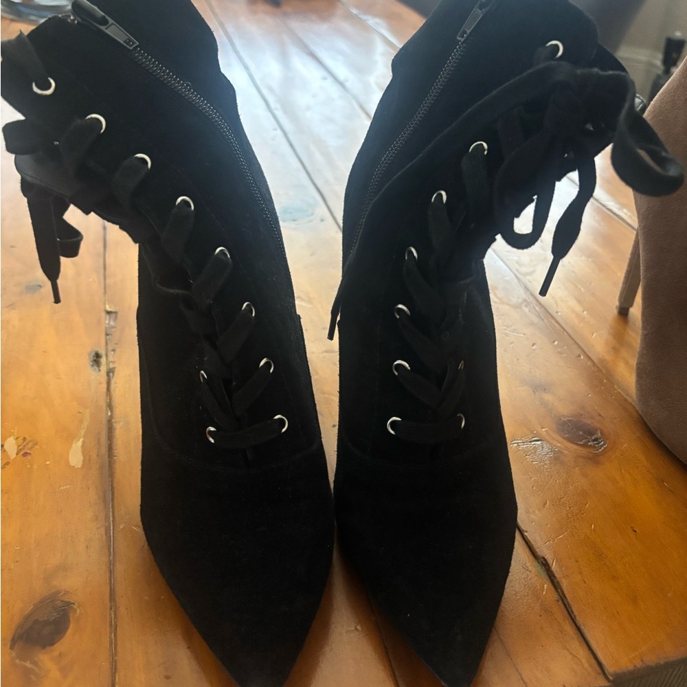 Steve Madden Black Lace-Up Ankle Boots